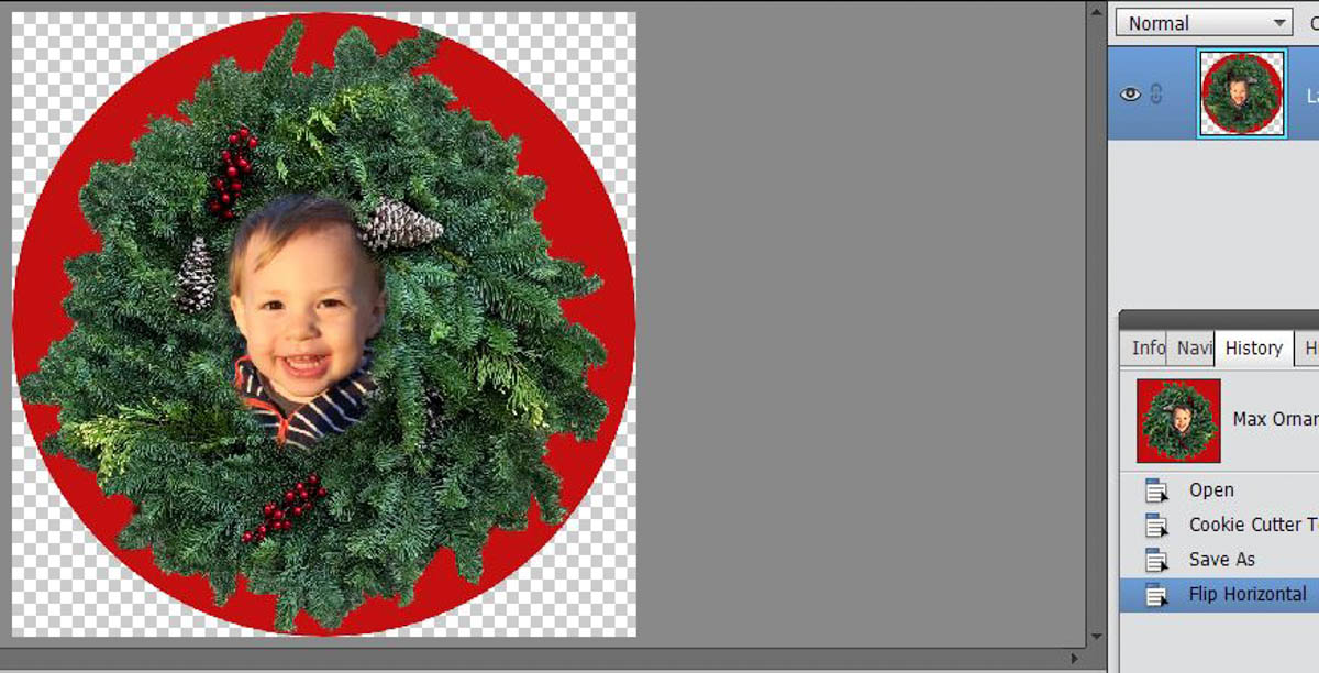 Stitched Photo Ornament-creating a mirror image