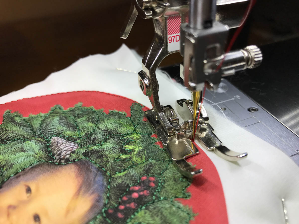 Stitched Photo Ornament-raising the feed dogs for straight stitching