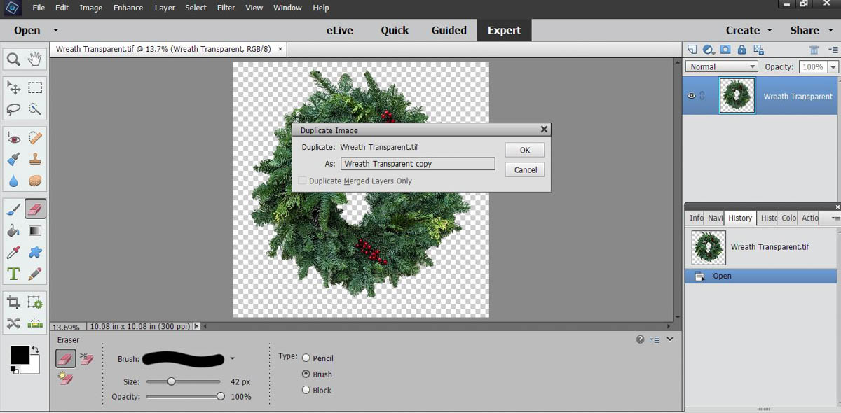 Stitched Photo Ornament-save the image of the wreath on a transparent background