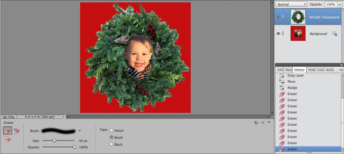 Stitched Photo Ornament-use the Move tool to reposition