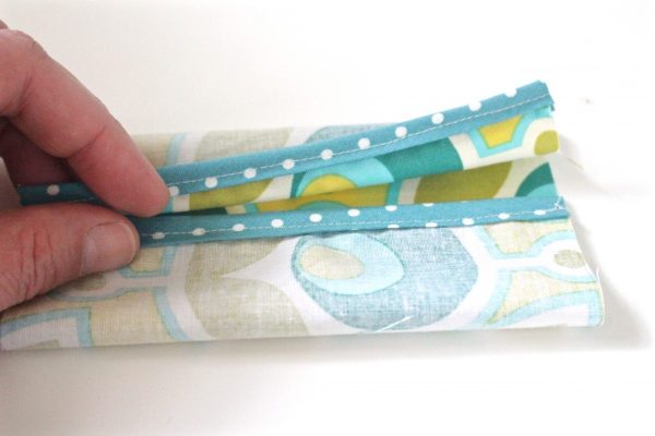 Tissue holder Tutorial Step six: fold fabric and overlap trim