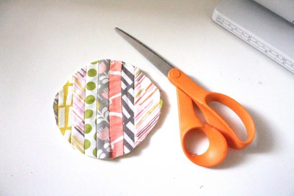 Modern Patchwork Coasters Tutorial Step Nine: round the corners