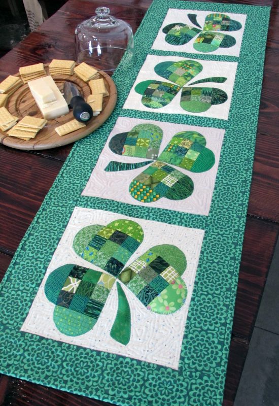 "Shamrock Table Runner" is a Free St. Patrick's Day Quilted Project designed by Joan Ford from We All Sew!