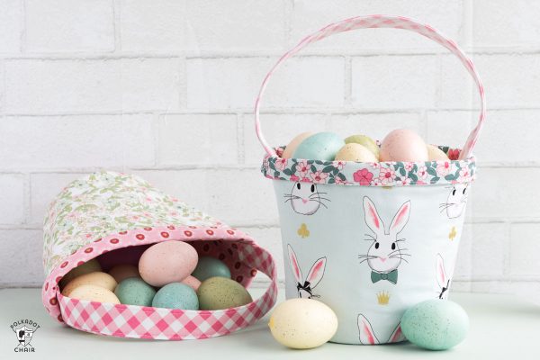 Easter Basket Sewing Pattern by Melissa Mortenson of polkadotchair.com using Wonderland Two Fabrics