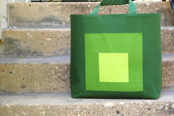 Color block shop tote bag