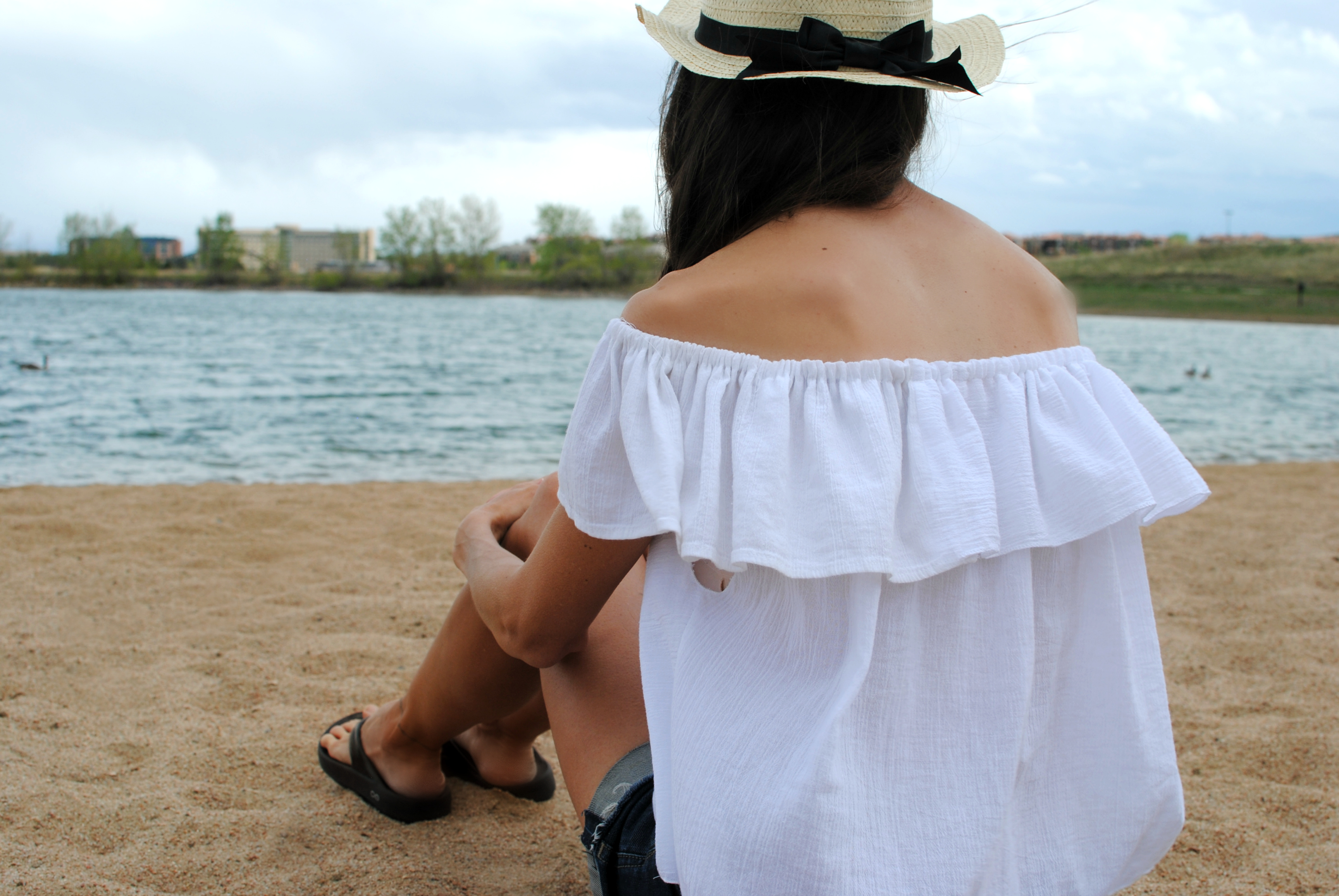 off shoulder ruffle blouse