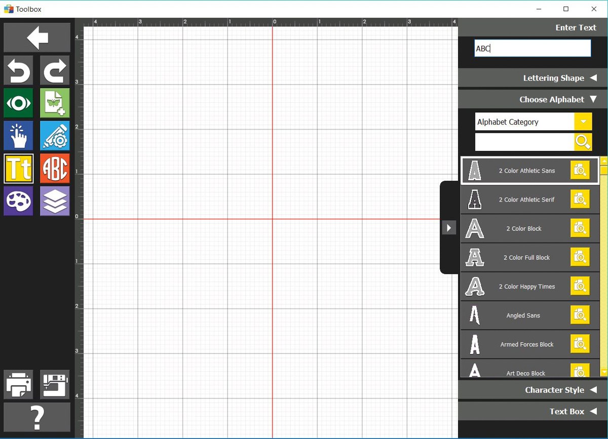 Open Lettering Module on Toolbox Software