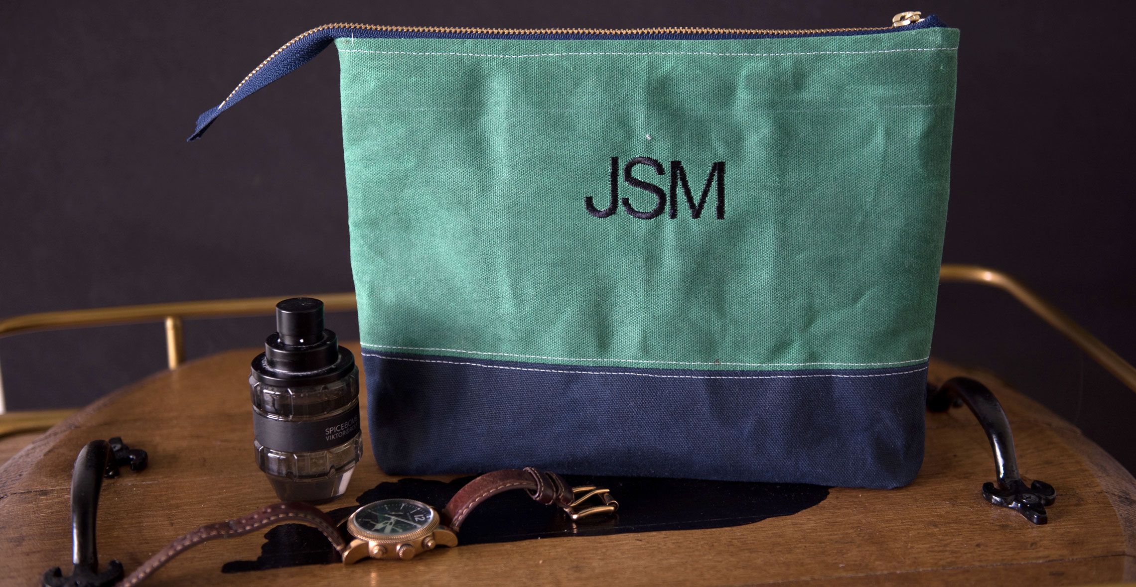 DIY Monogrammed Waxed Canvas Travel bag- a great DIY idea for a gift for a guy.. would be a fun Father's Day Gift!