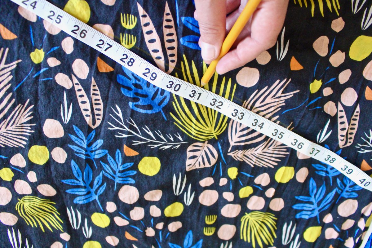 step eight: draw the b line on your fabric