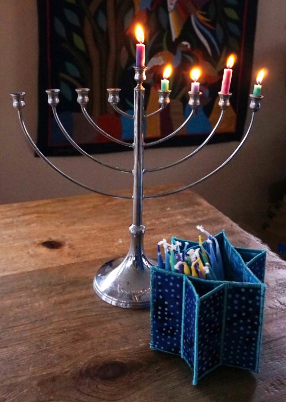 Hanukah Star David Candle Box with menorah