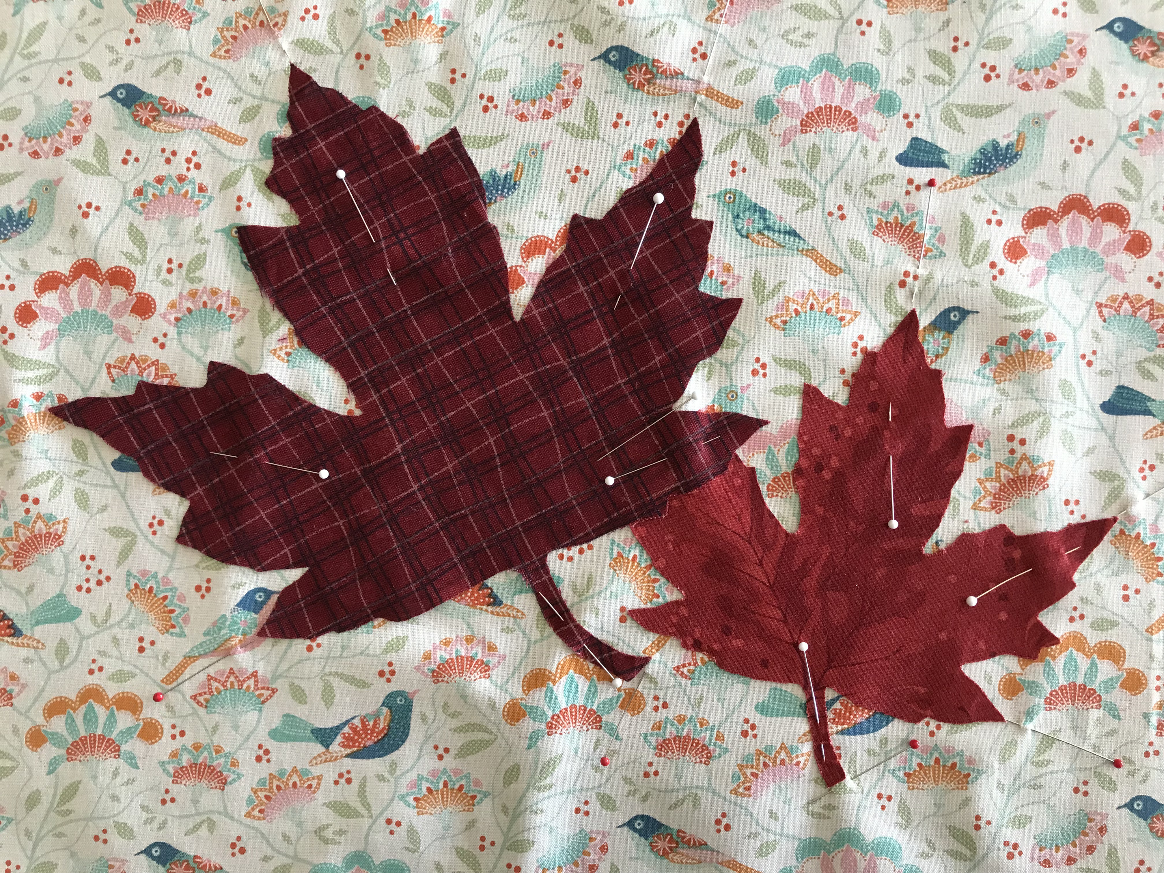 position the cut Maple leaf