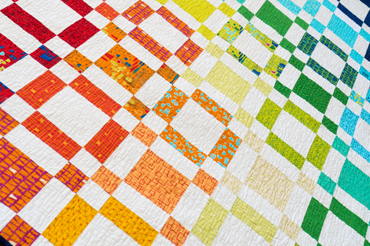 Rainbow Taffy Quilting Detail, quilting on the B770 QE