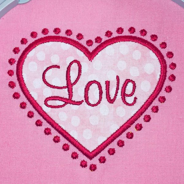 embroidered heart design after jump stitches