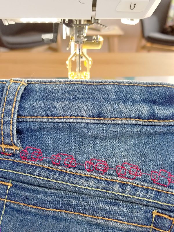 Adding decorative stitches to jeans