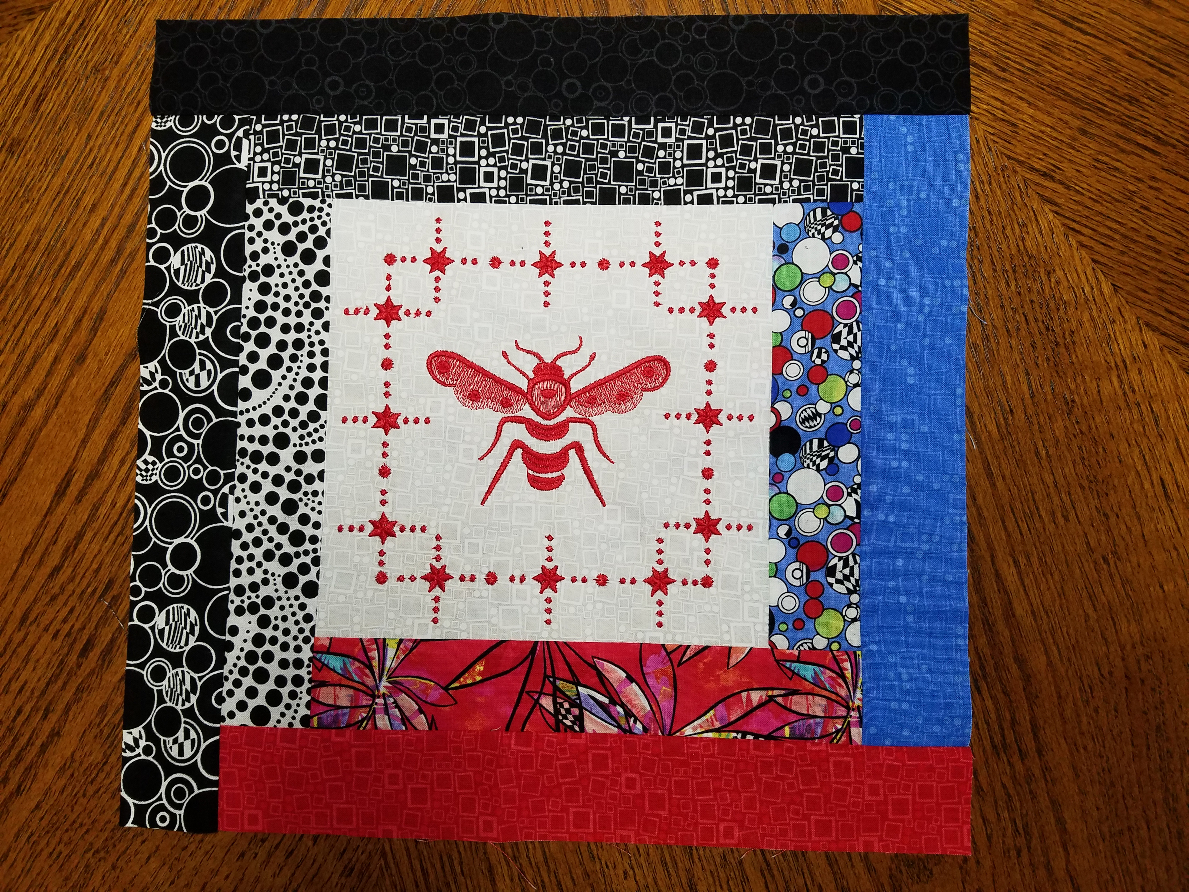 Quilted Tray - embroidered quilt block