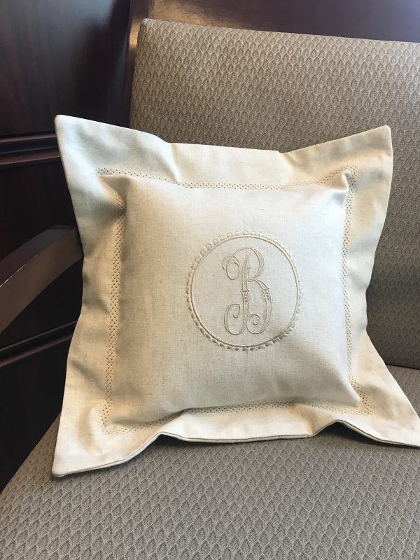 Hemstitched Embroidered Pillow