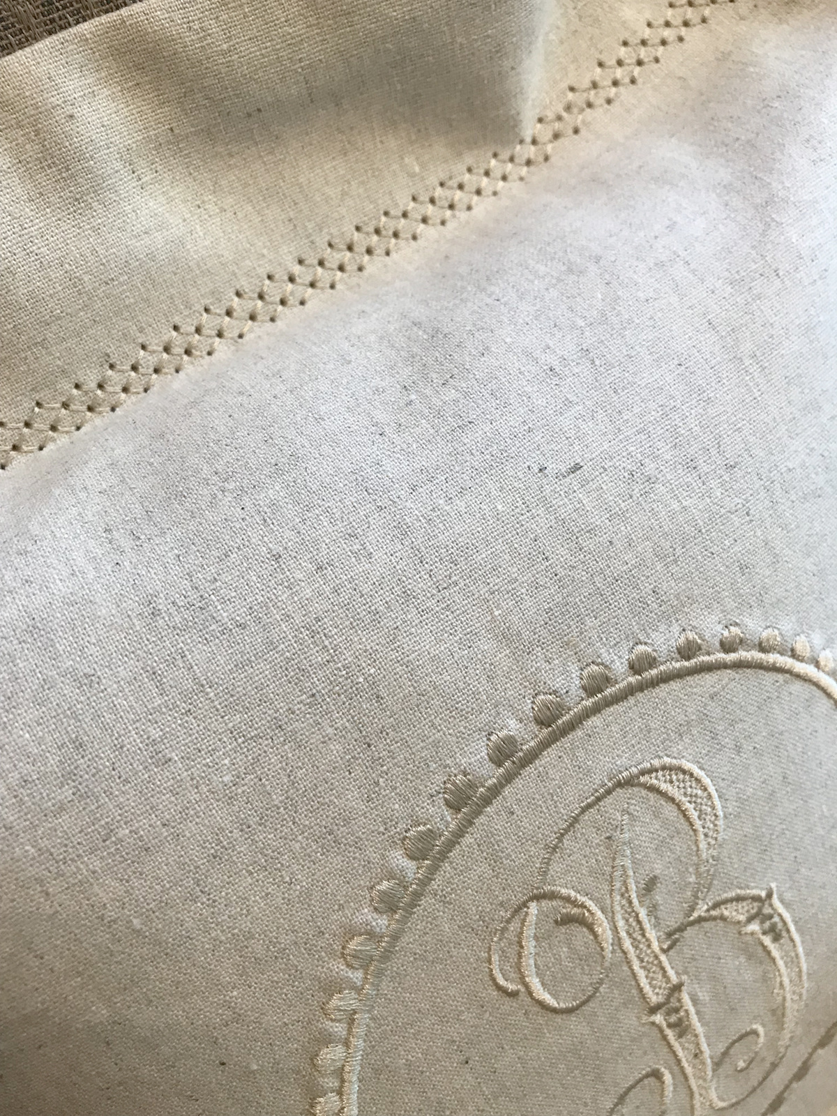 Embroidered Hemstitch Pillow - hemstitch up close