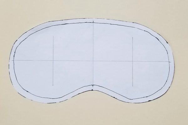 Owl Embroidered Sleep Mask - traced pattern piece