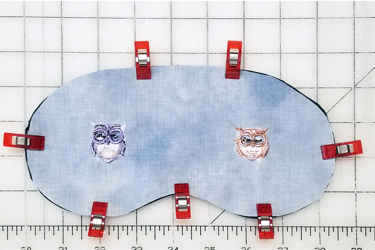 Owl Embroidered Sleep Mask - sandwich layers