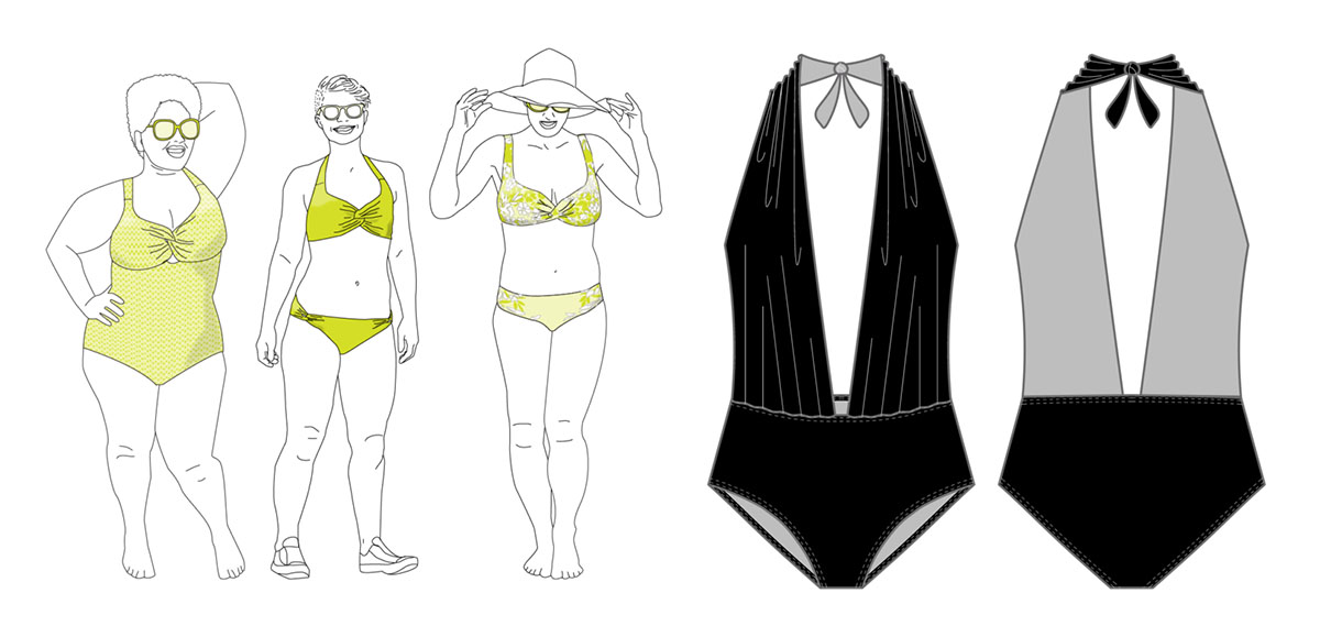 DIY French Cut One Piece Swimsuit Birdie PDF Sewing Pattern 