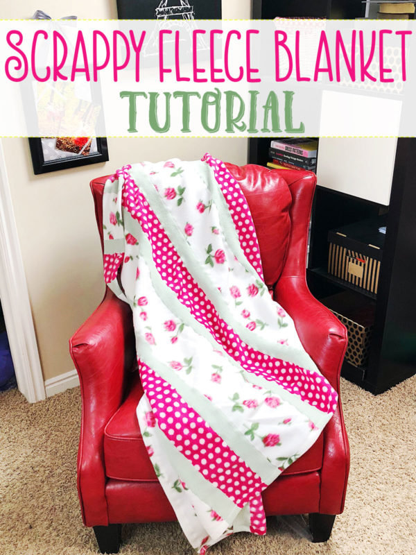 This Scrappy Fleece Blanket Tutorial is fast easy and frugal. With a few simple tools and a free evening you can make a large fleece blanket.