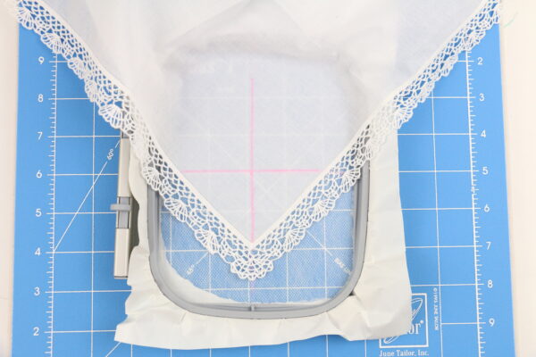 we all sew part embroider on sheer materials embroidery on handkerchief wash away stabilizer