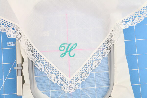 we all sew part embroider on sheer materials embroidery on handkerchief wash away stabilizer