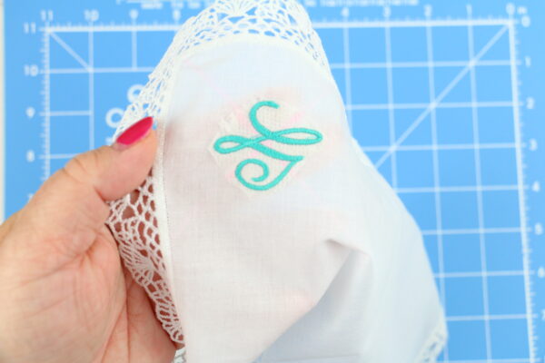 we all sew part embroider on sheer materials embroidery on handkerchief wash away stabilizer