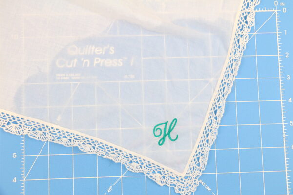 we all sew part embroider on sheer materials embroidery on handkerchief wash away stabilizer