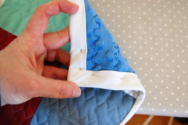 Minki Backed Patchwork Baby Quilt tutorial at WeAllSew
