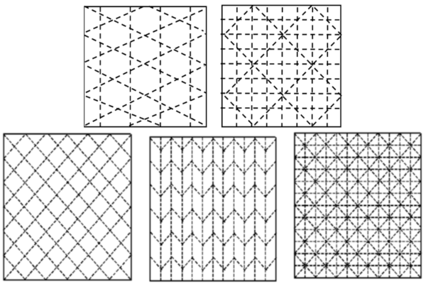 Diagram of simple sashiko grid designs