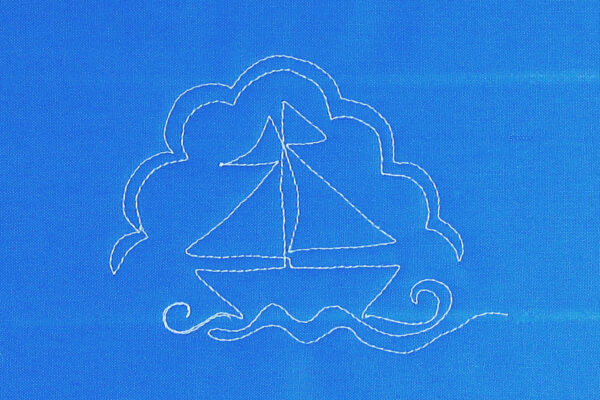 Free-motion Quilting Sailboats - create waves under the sailboat - add scallops for clouds