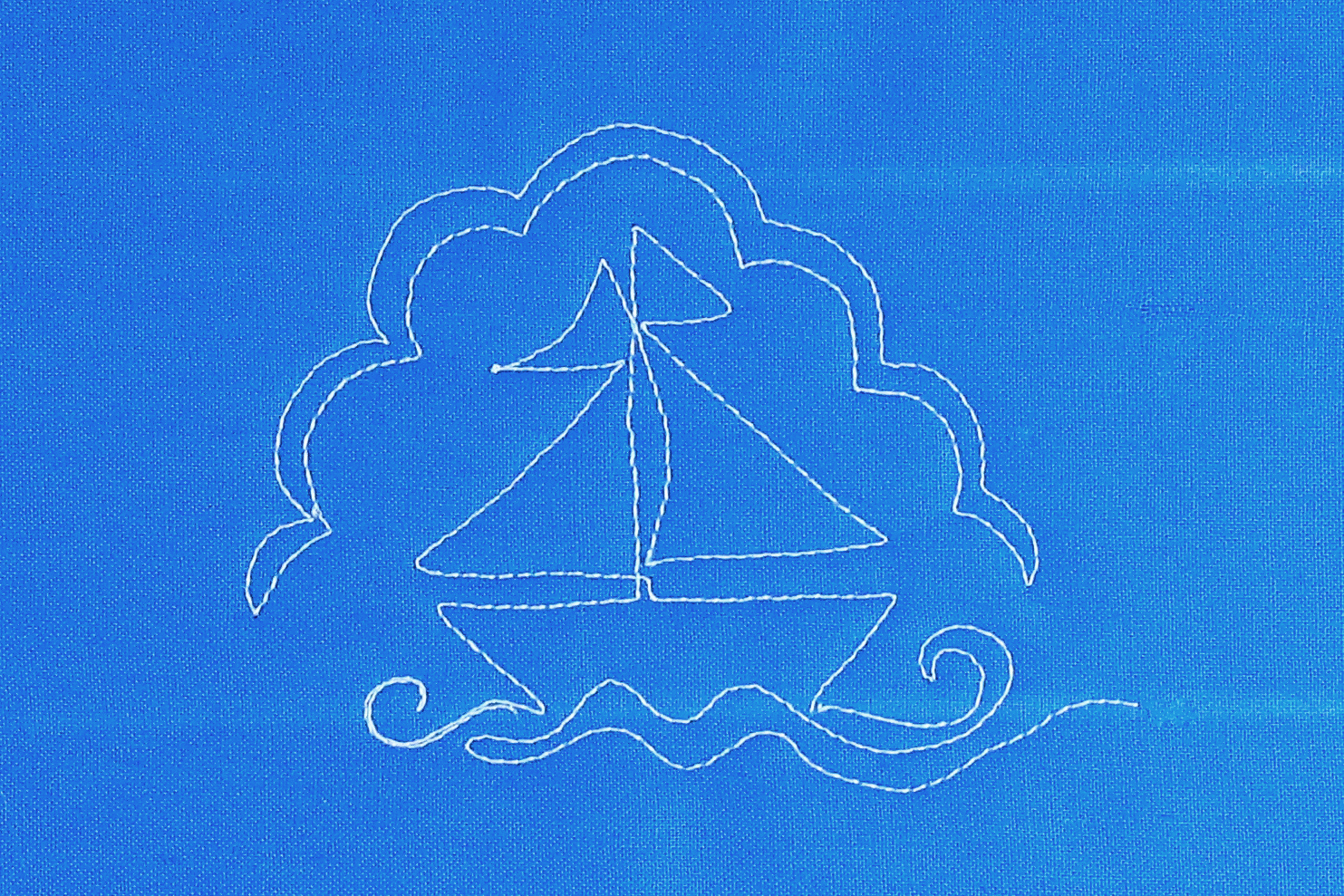 Free-motion Quilting Sailboats - create waves under the sailboat - add scallops for clouds