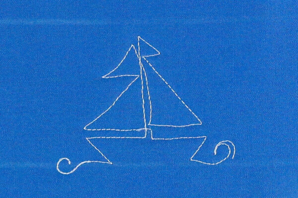 Free-motion Quilting Sailboats - echo stitch to create a wave