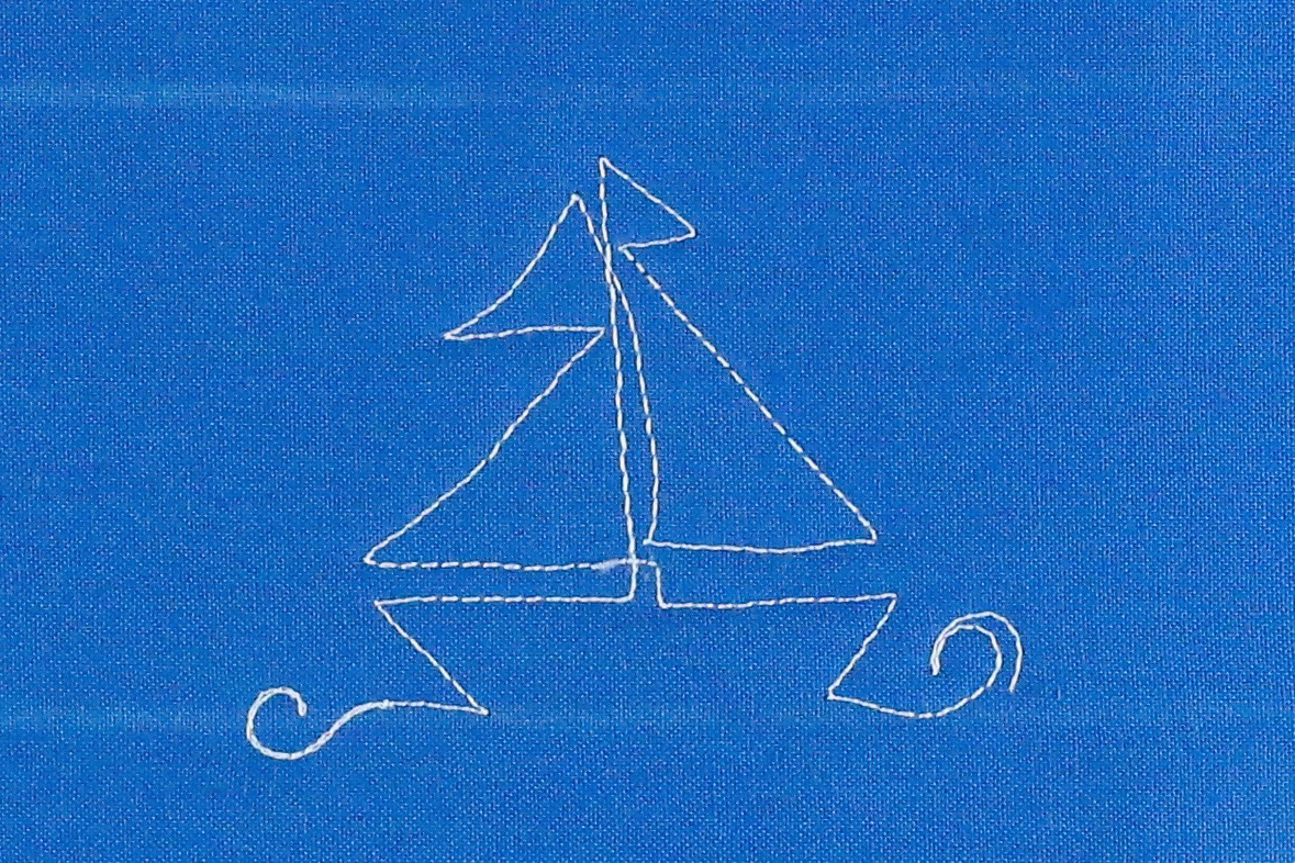Free-motion Quilting Sailboats - echo stitch to create a wave