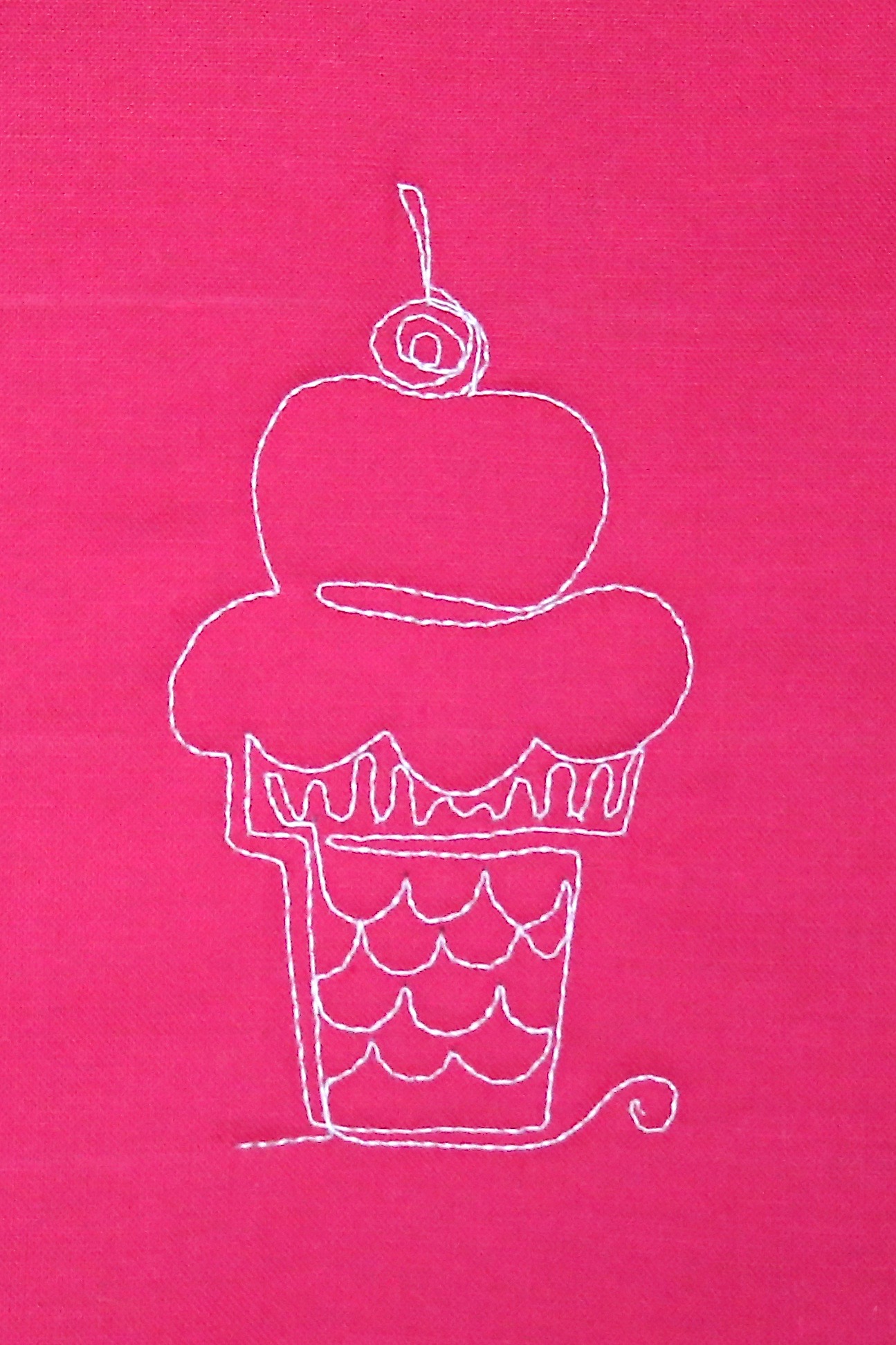 Free-motion Quilting Ice Cream Cones - finishing step
