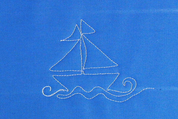 Free-motion Quilting Sailboats - create waves under the sailboat