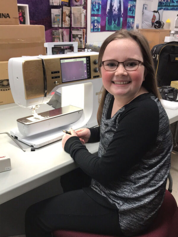 Macy Nunan and her new BERNINA 790 Plus Sewing Machine 