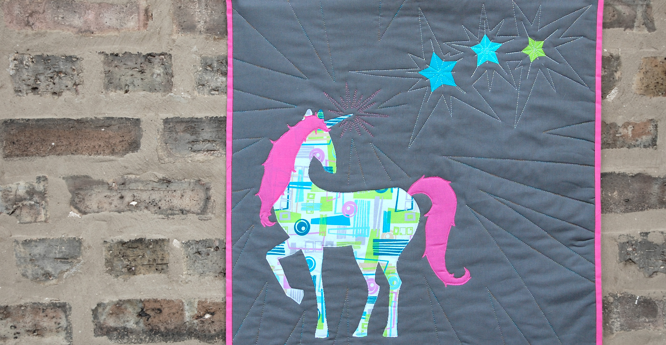 Unicorn mini quilt tutorial at WeAllSew 2280 x 1180 WeAllSew