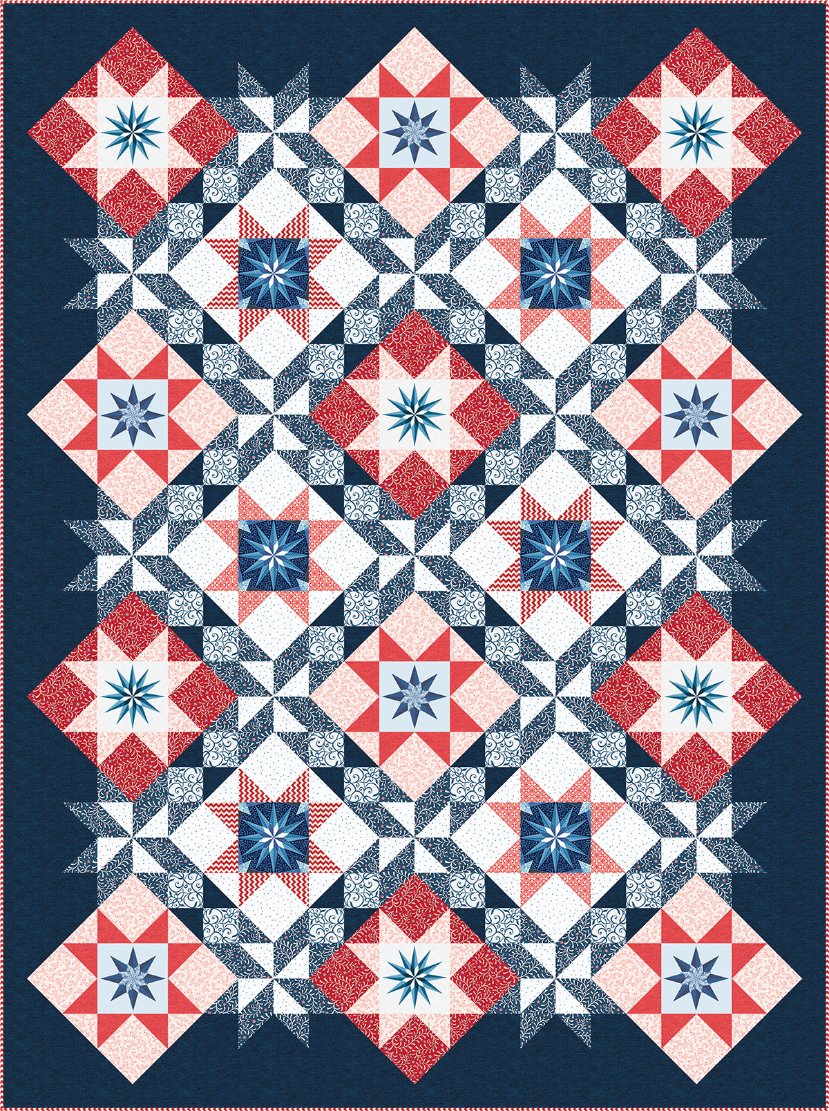 Stardust Quilt - red and blue
