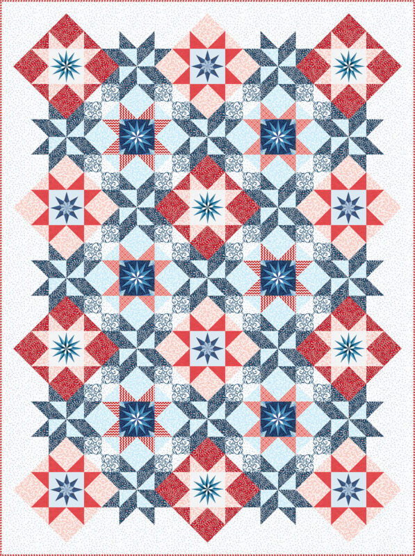 Stardust Quilt - red and blue with bright background