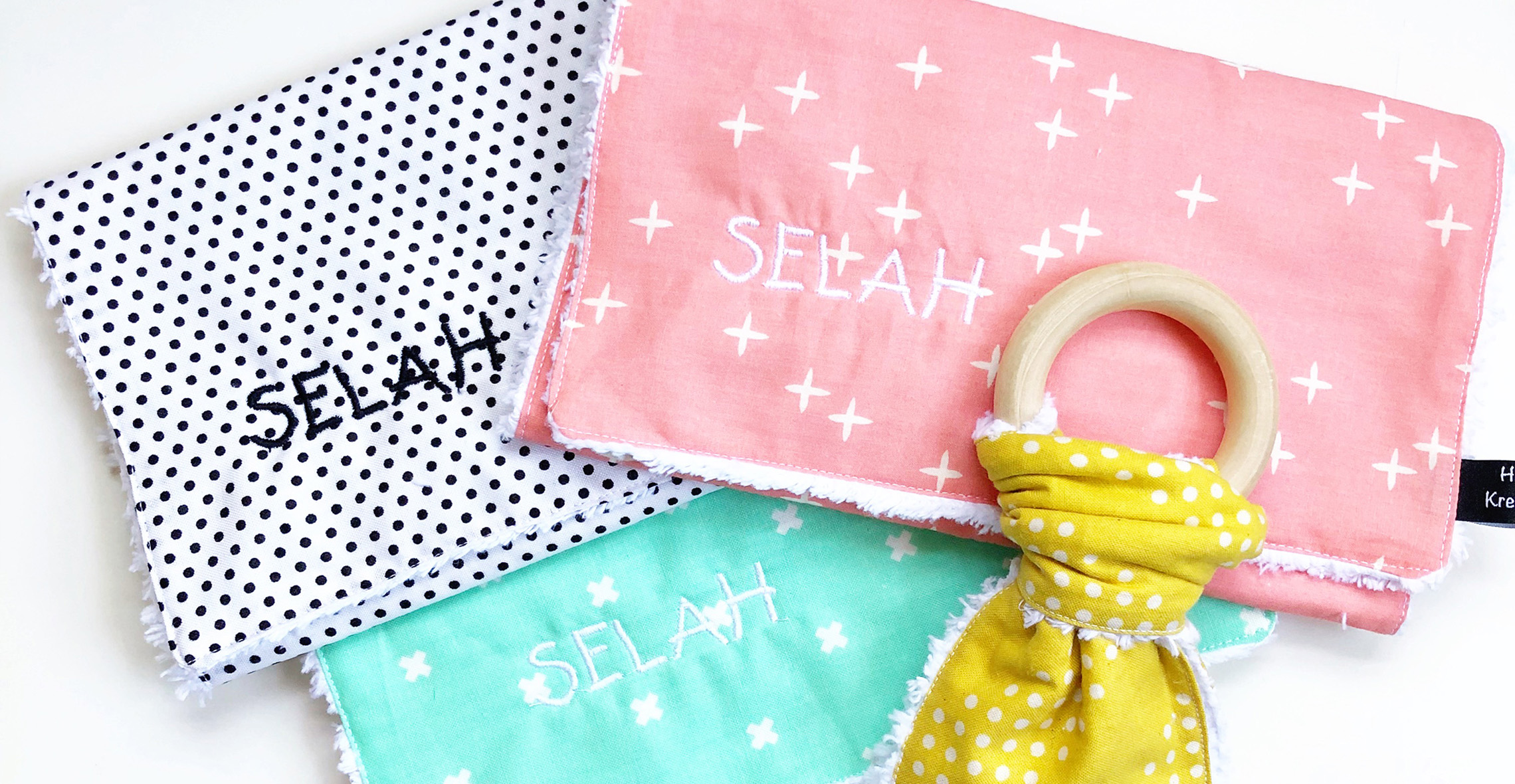 Baby Teether and Burp Cloth tutorial from WeAllSew
