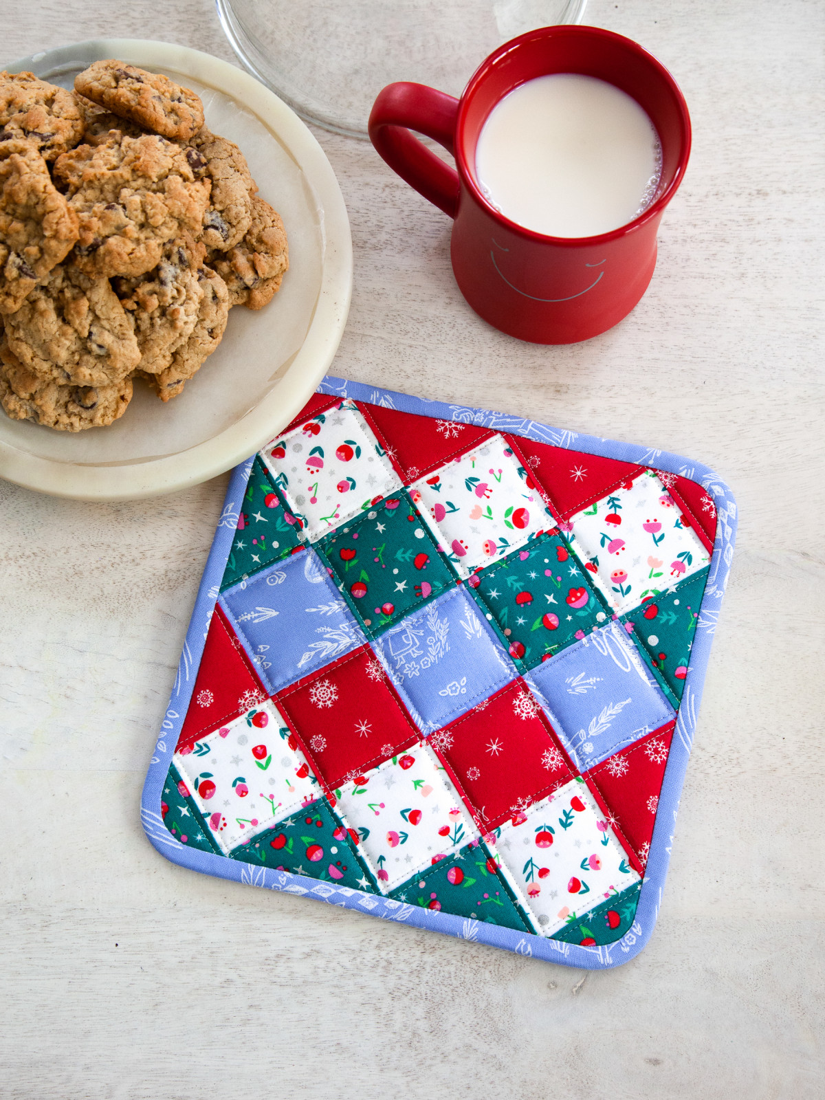 Patchwork Christmas Potholder WeAllSew