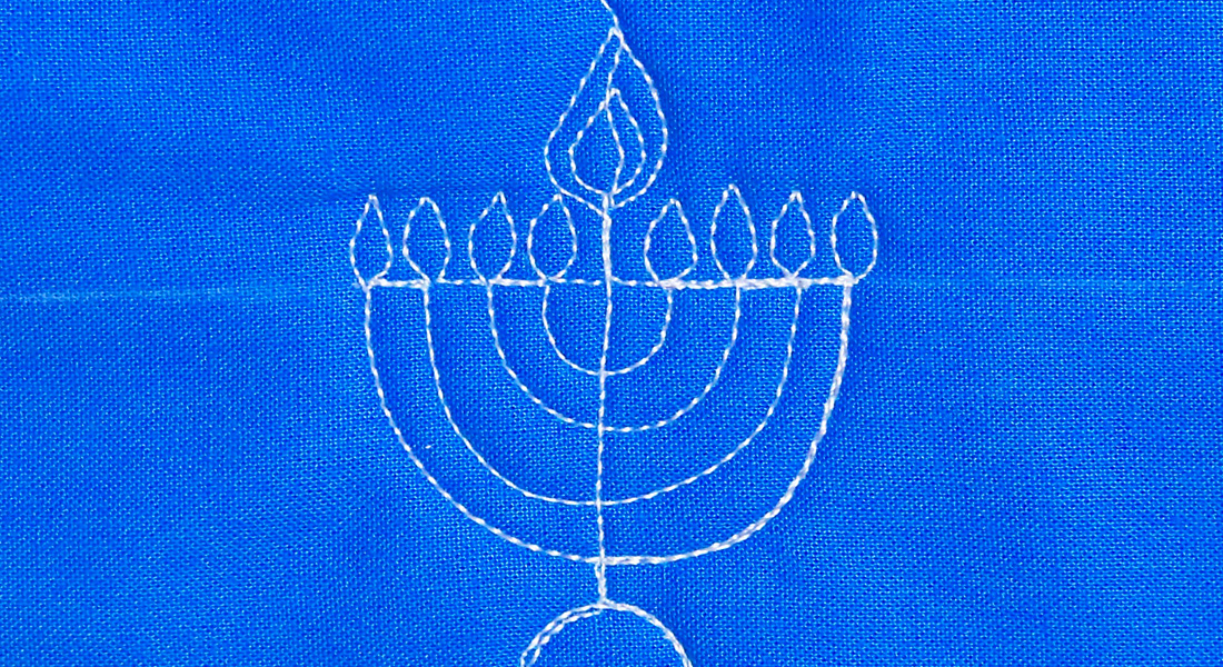 How to free-motion quilt a menorah from WeAllSew