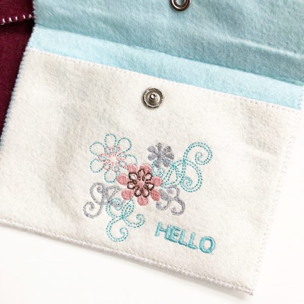 Embroidered Felt Pouch: Add a snap closure