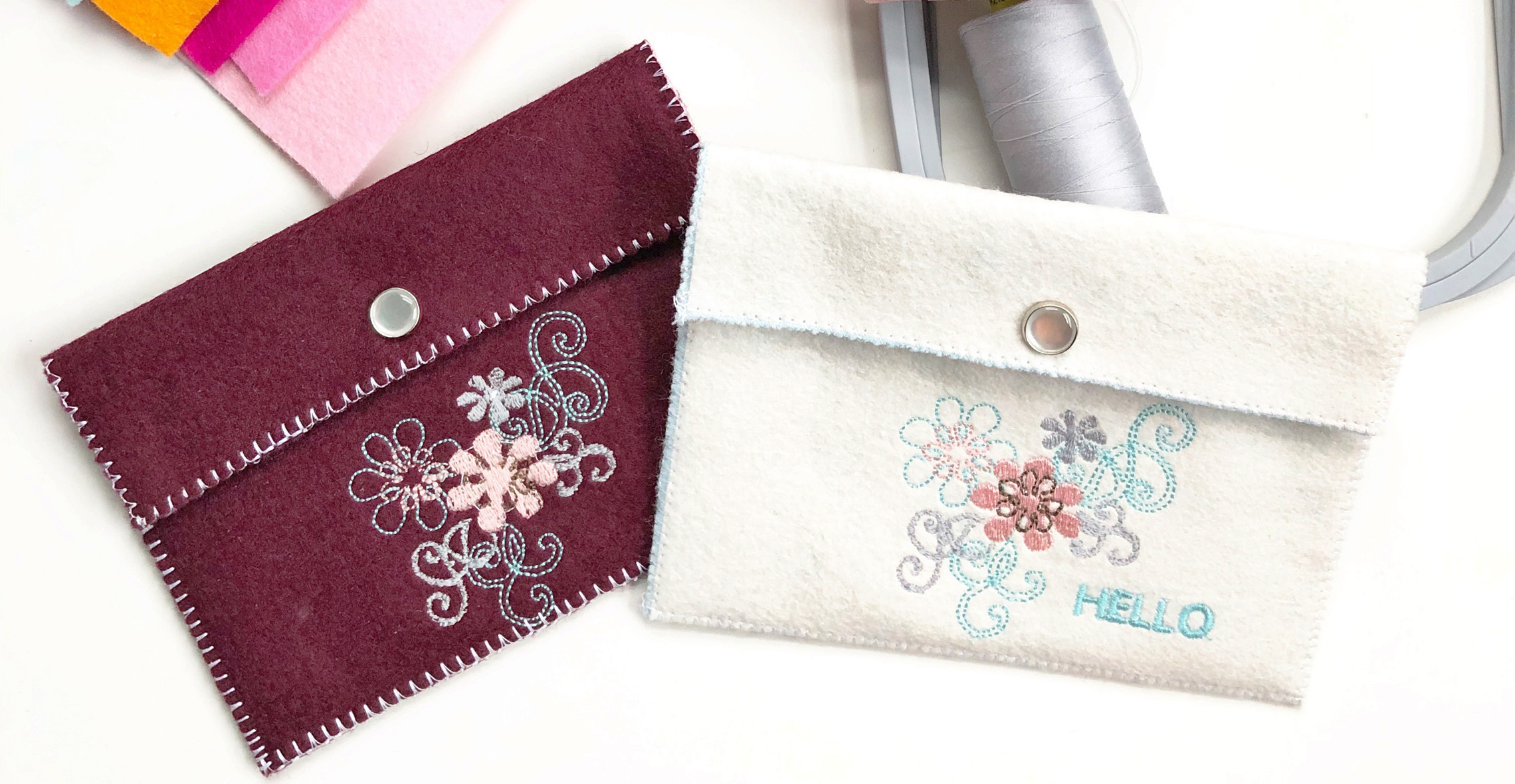 Embroidered Felt Pouches from WeAllSew
