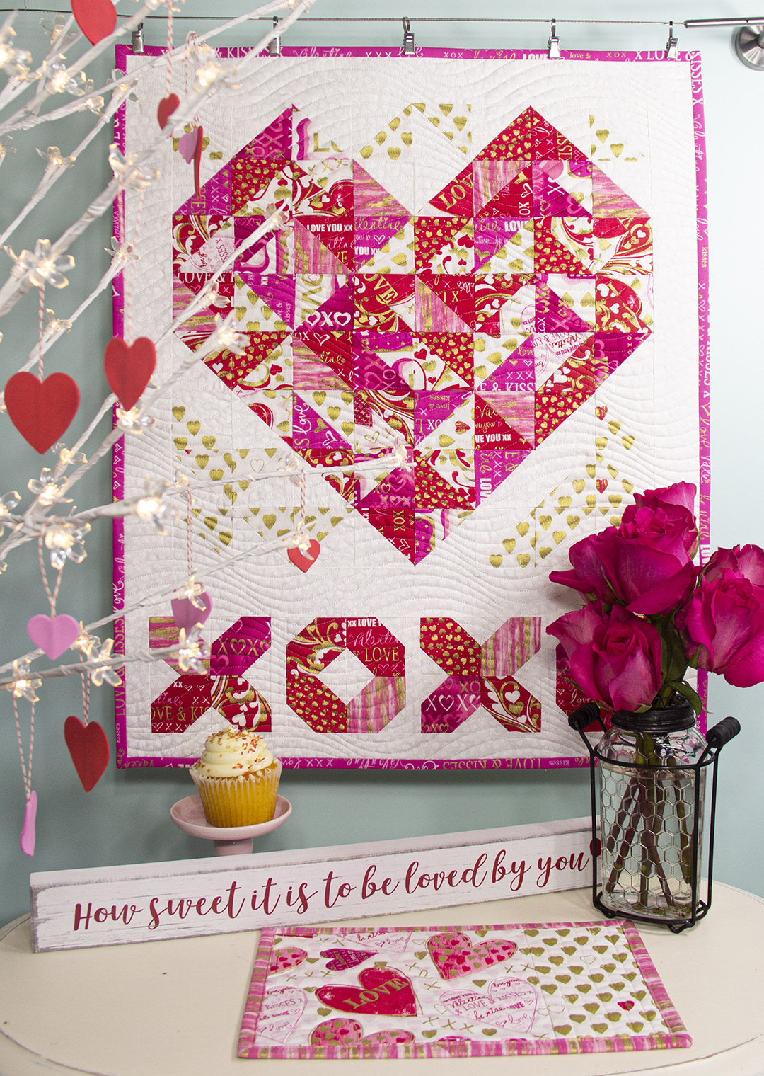 Hugs and Kisses Mini Quilt Tutorial from WeAllSew