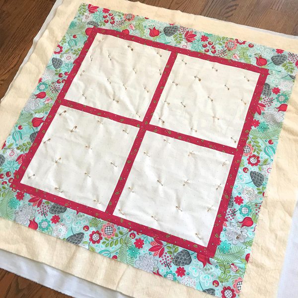 BERNINA_Blossoms_Quilt_SamplerPin basting about a fist's-width apart