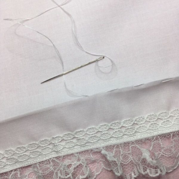 Christening Bonnet Tutorial attach lace