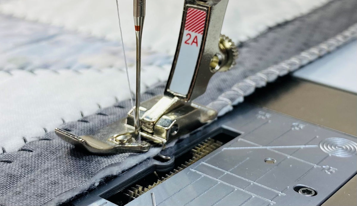 finishing a quilt edge with Foot #2